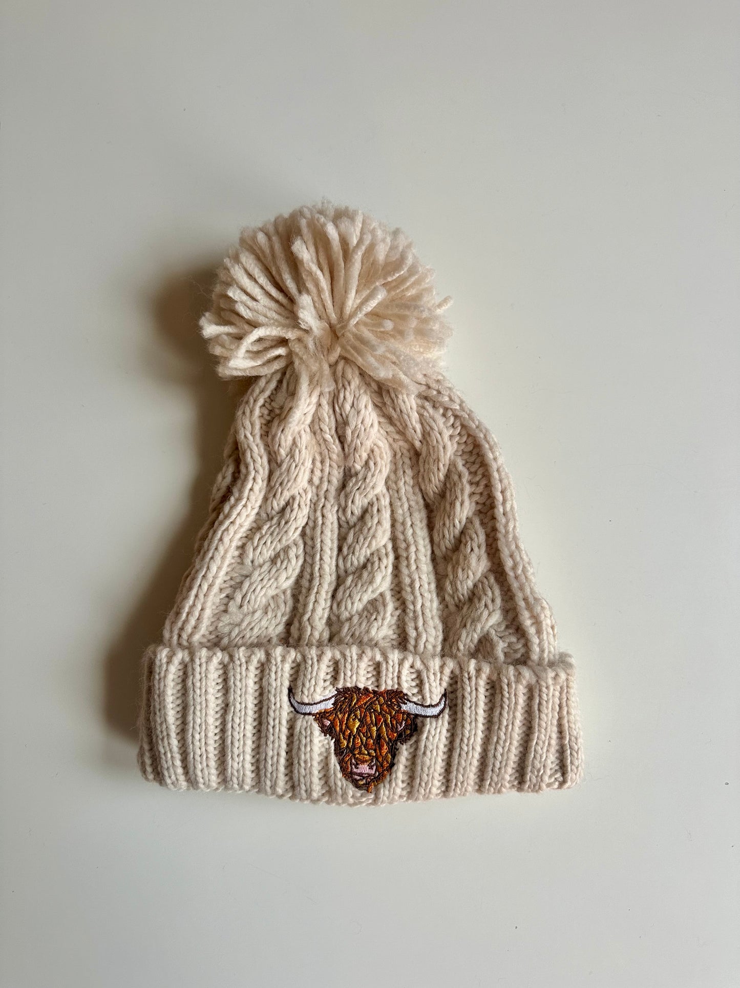 Highland Cow Beanie in Cream